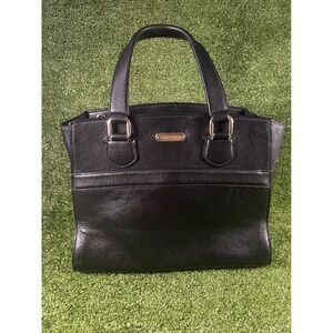 Cole Haan Black Pebbled‎ Leather Satchel Tote Bag Classic Minimalist Chic Office